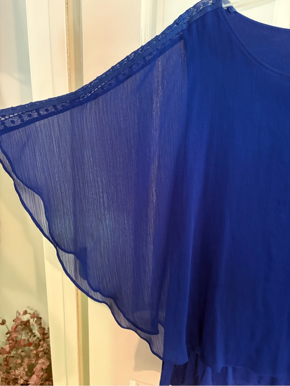 Apt. 9 Blue Chiffon Flutter Sleeve Blouse - Picture 2 of 4